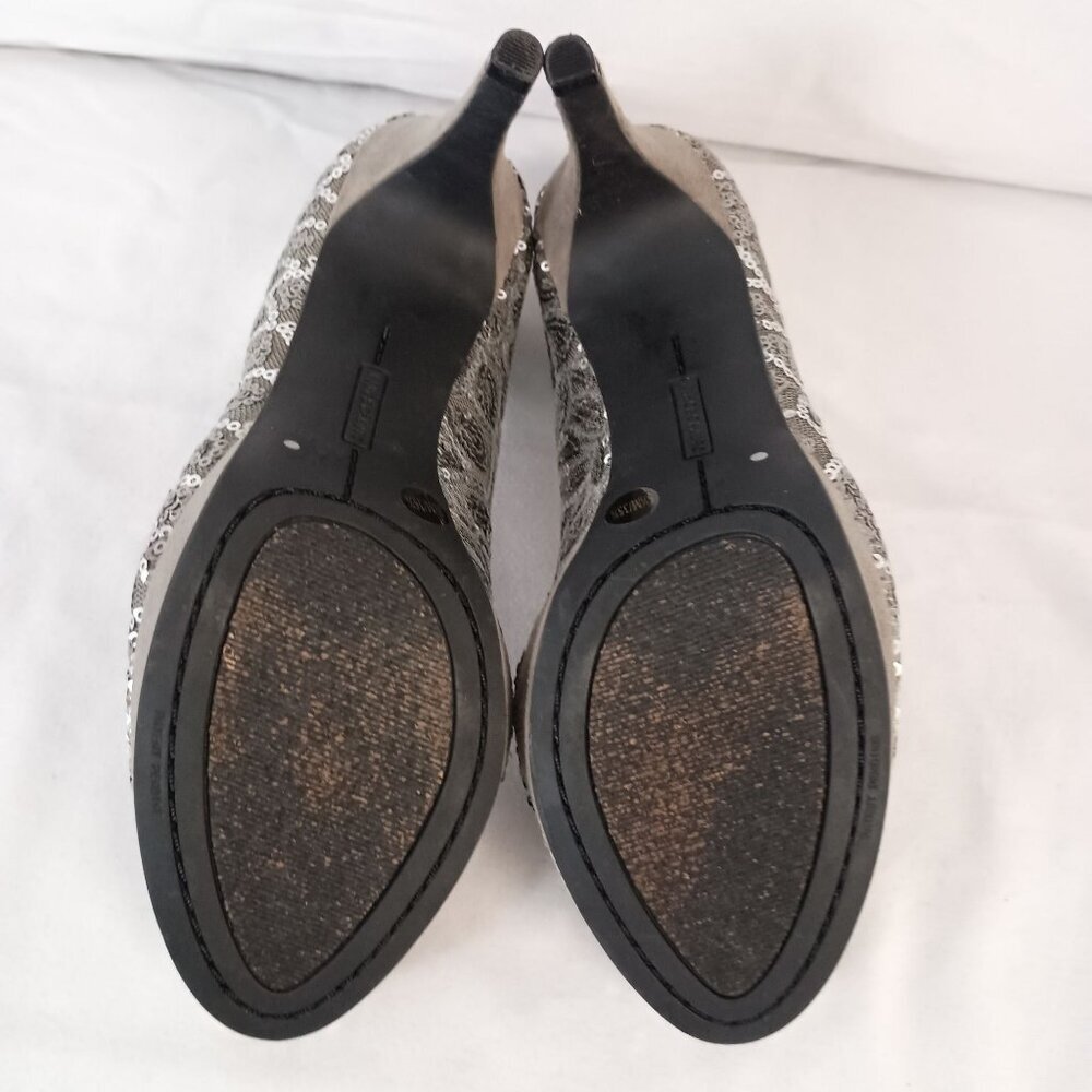 Vince Camuto Silver Sequin Platform Heels Women Size 5.5 Prom Formal - Picture 8 of 9